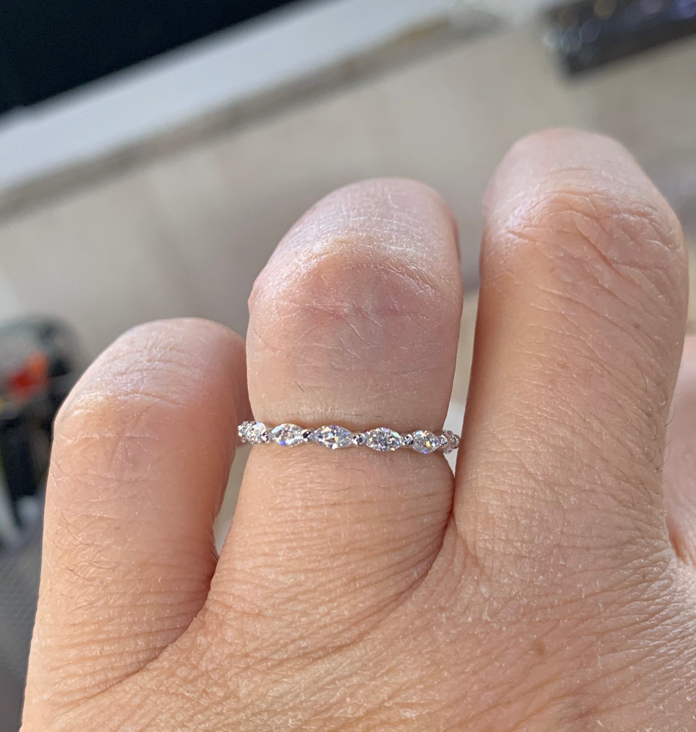 Marquise Wedding Band Marquise Diamond Band Marquise Band Etsy