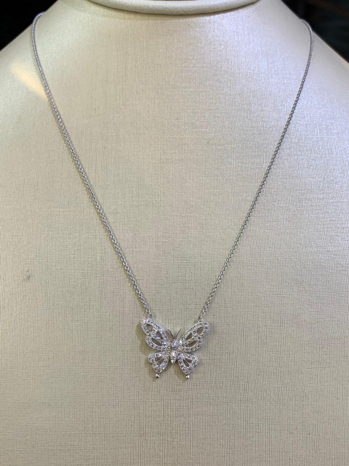 Butterfly Diamond Necklace. Diamond Encrusted Butterfly Etsy