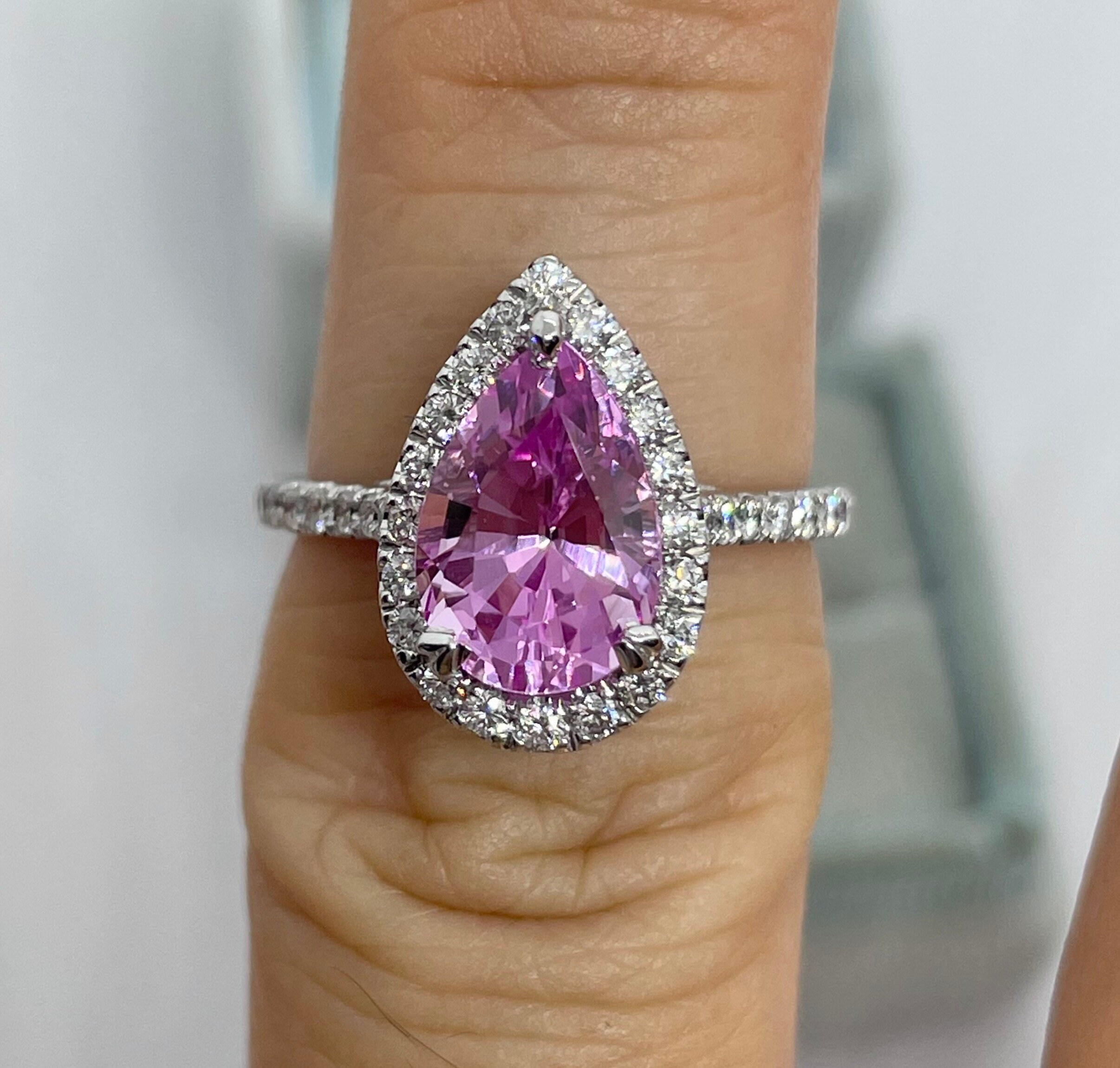 Pink sapphire teardrop ring deals