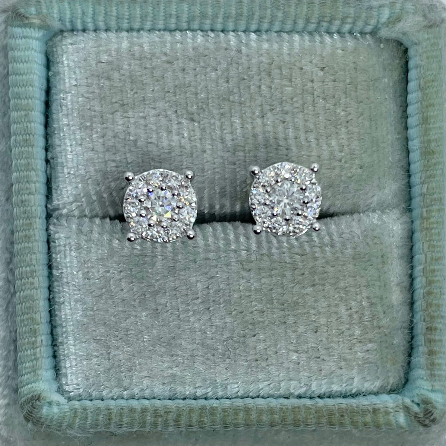 Diamond Stud Earrings, Genuine Diamond Stud Earrings, 14K White Gold Round Diamond Stud, Dainty Diamond Studs