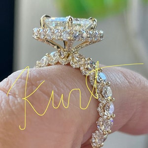 Princess Cut Diamond Engagement Ring, Princess Diamond Halo Engagement Ring, 18K Gold Princess Cut Diamond Ring