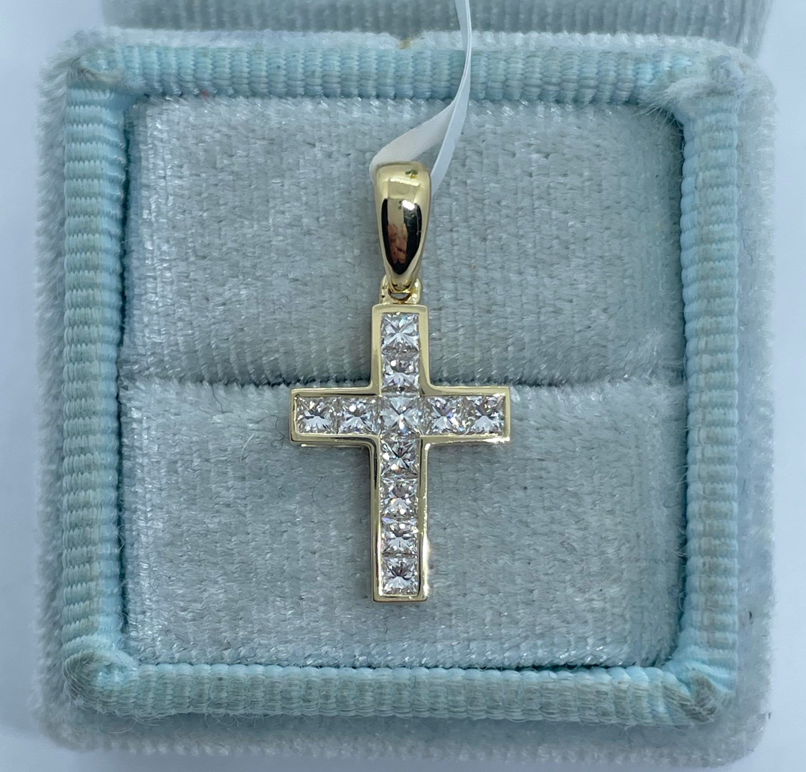 Princess cut 2024 cross pendant