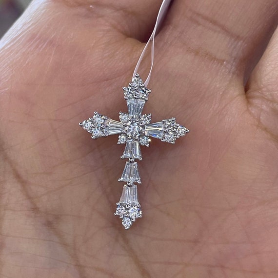 Diamond Cross Pendant, WG 1.5ct - Gems of La Costa