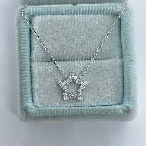 Star Necklace / Diamond Star Necklace / 14k White Gold Star - Etsy