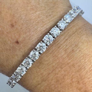 Tennis Diamond Bracelet, Diamond Tennis Bracelet, Men Tennis Bracelet, 15 Carats Lab Grown Diamond Bracelet White Gold