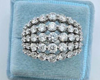 14K White Gold Diamond Anniversary Band, 2.30 Carats Natural Diamond Ring