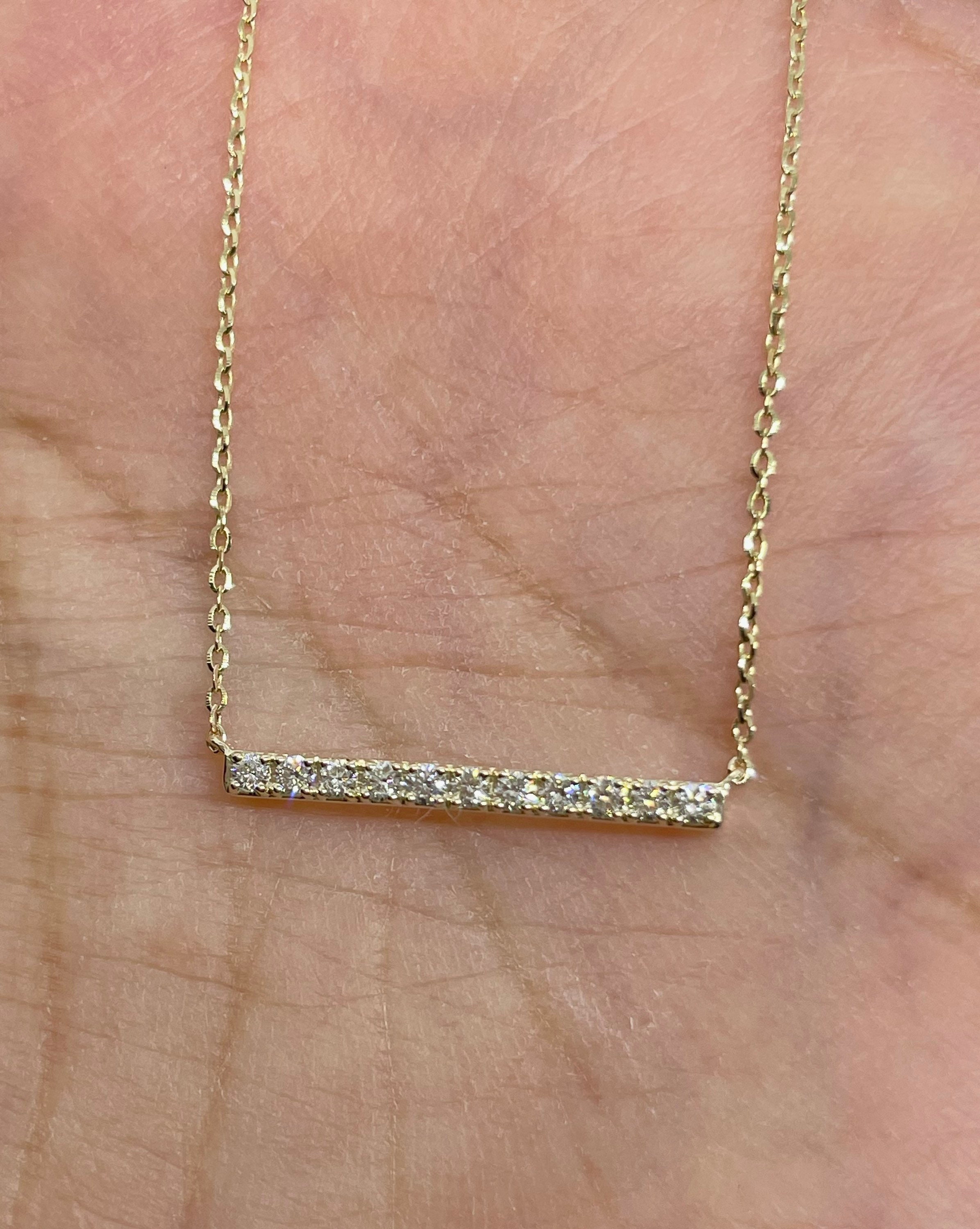 Dainty Bar Necklace 14K Yellow Gold 