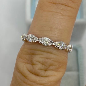 Diamond Marquise Shape Band, Diamond Marquise Wedding Band, Diamond Marquise Ring, Anniversary Band 18K Yellow Gold 3mm