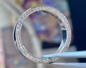14K White Gold Diamond Men's Wedding Band, Eternity Design
