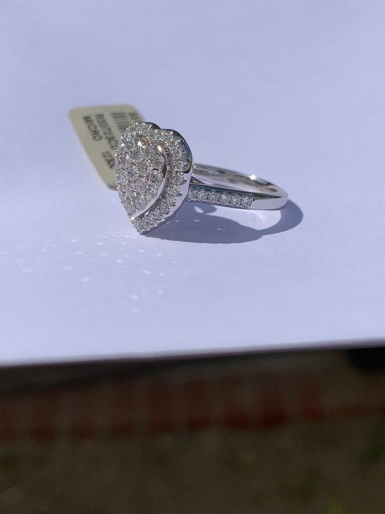 Heart Diamond Ring, 18K White Gold Heart Shape Diamond Ring, Heart