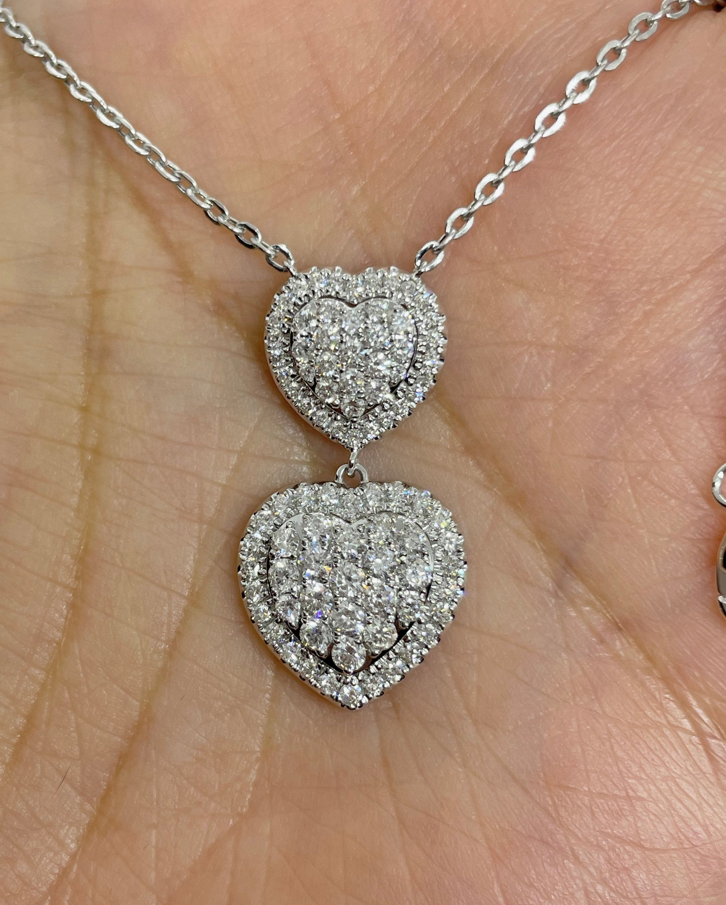 White gold double clearance heart necklace