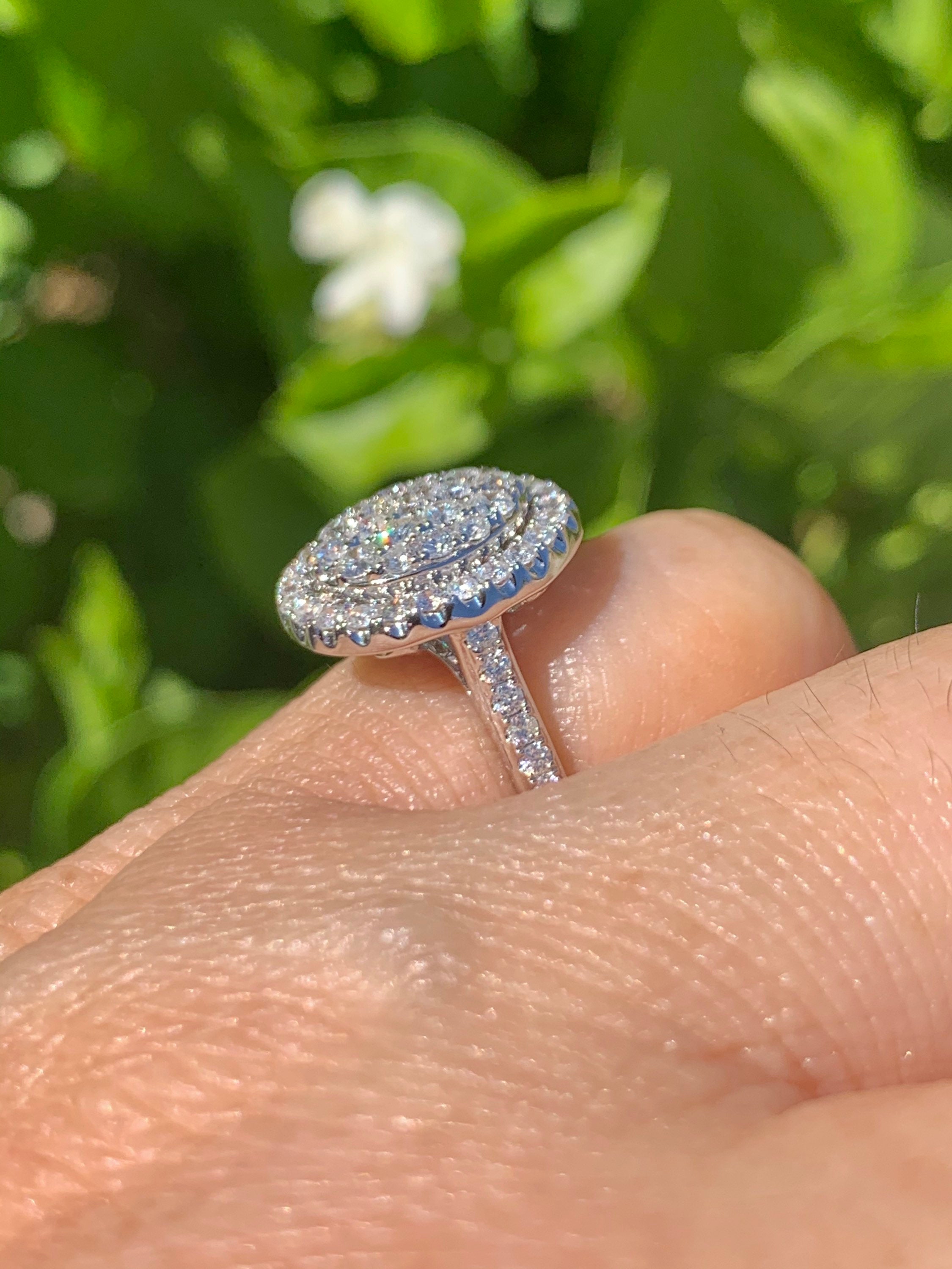 Oval Shaped Engagement Ring Oval Cluster Diamond Ring Oval | Etsy