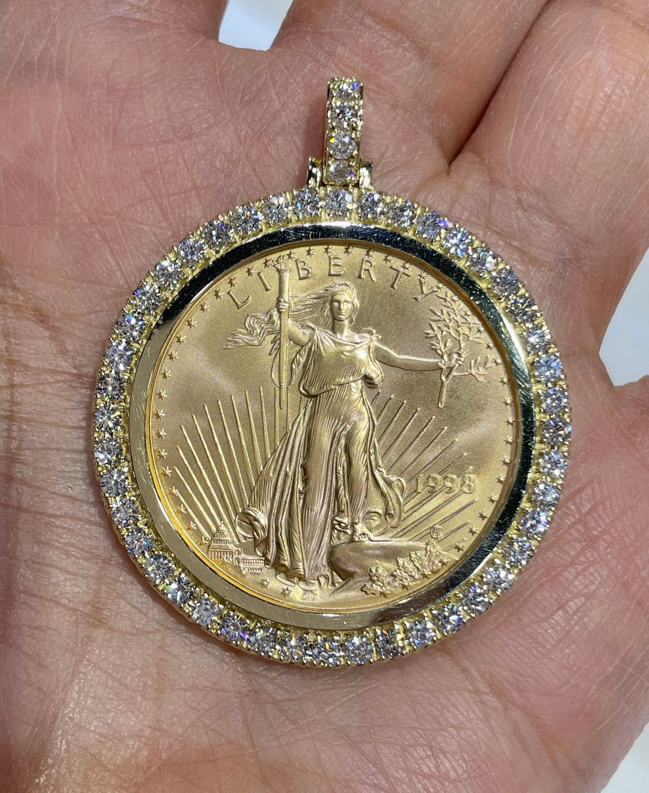 Colgante de de oro collar de medallón con marco de - Etsy