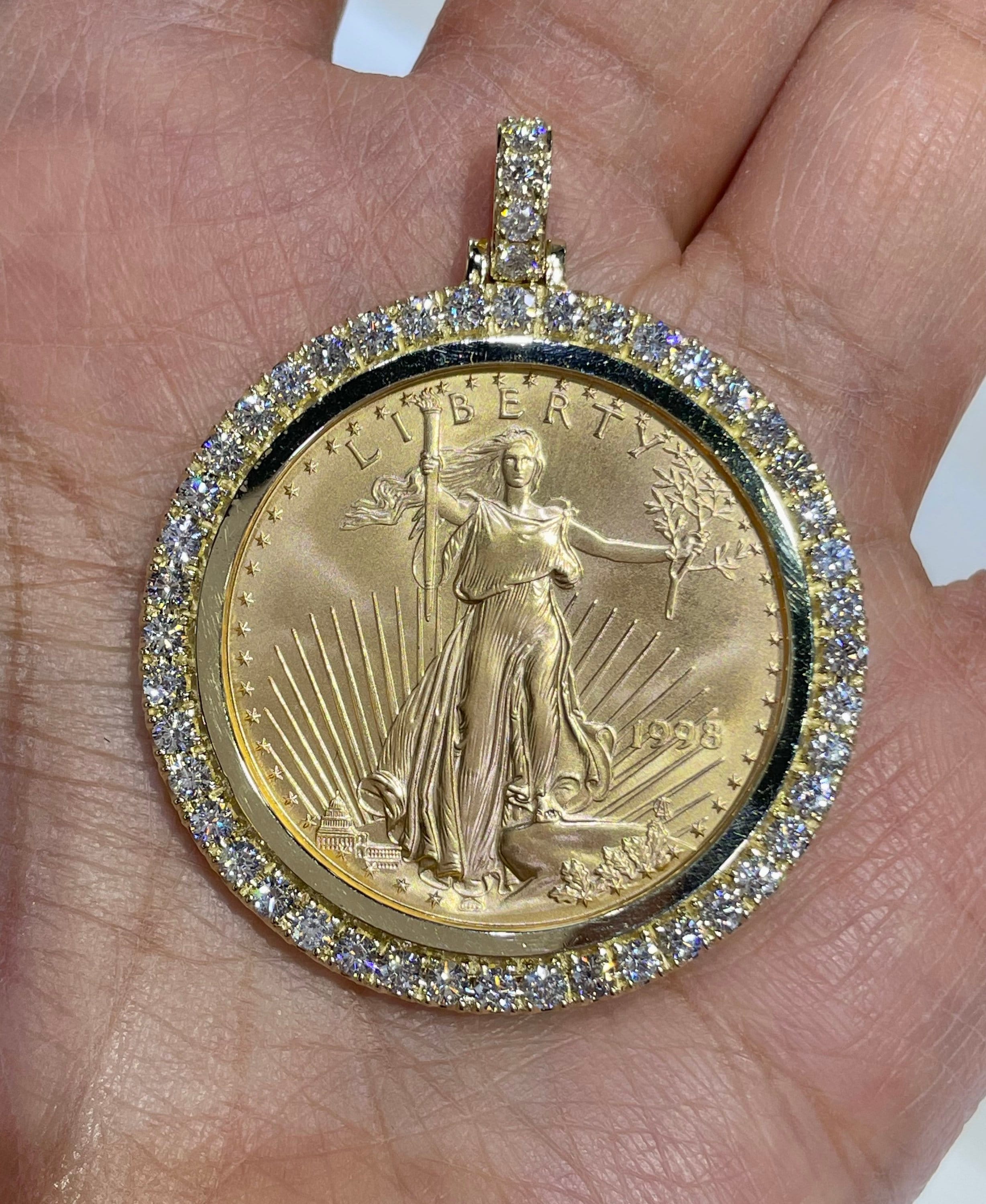 Diamond coin pendant deals
