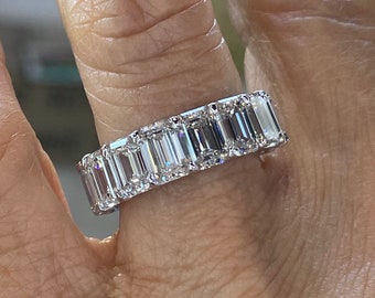 Emerald Cut Diamond Band, Diamond Eternity Band, Emerald Cut Eternity Band, Anniversary Band Lab Grown Diamond