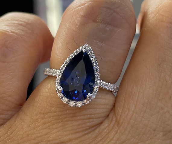 Sapphire pear engagement ring outlet