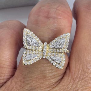 Diamond Butterfly Ring, Butterfly Ring Gold, 14K Yellow Gold Butterfly Ring