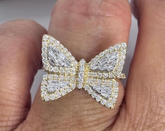 Diamond Butterfly Ring, Butterfly Ring Gold, 14K Yellow Gold Butterfly Ring