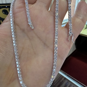 14K White Gold 11.5 Carats Diamond Tennis Necklace, Lab Grown Diamond Tennis Choker, Unisex Diamond Necklace, Diamond Eternity Necklace 18”