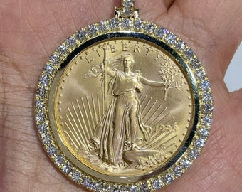 Diamond Gold Coin Pendant Gold Coin Medallion Necklace Unisex Pendant Mens Gold Coin Necklace Genuine Diamonds Etsy Canada