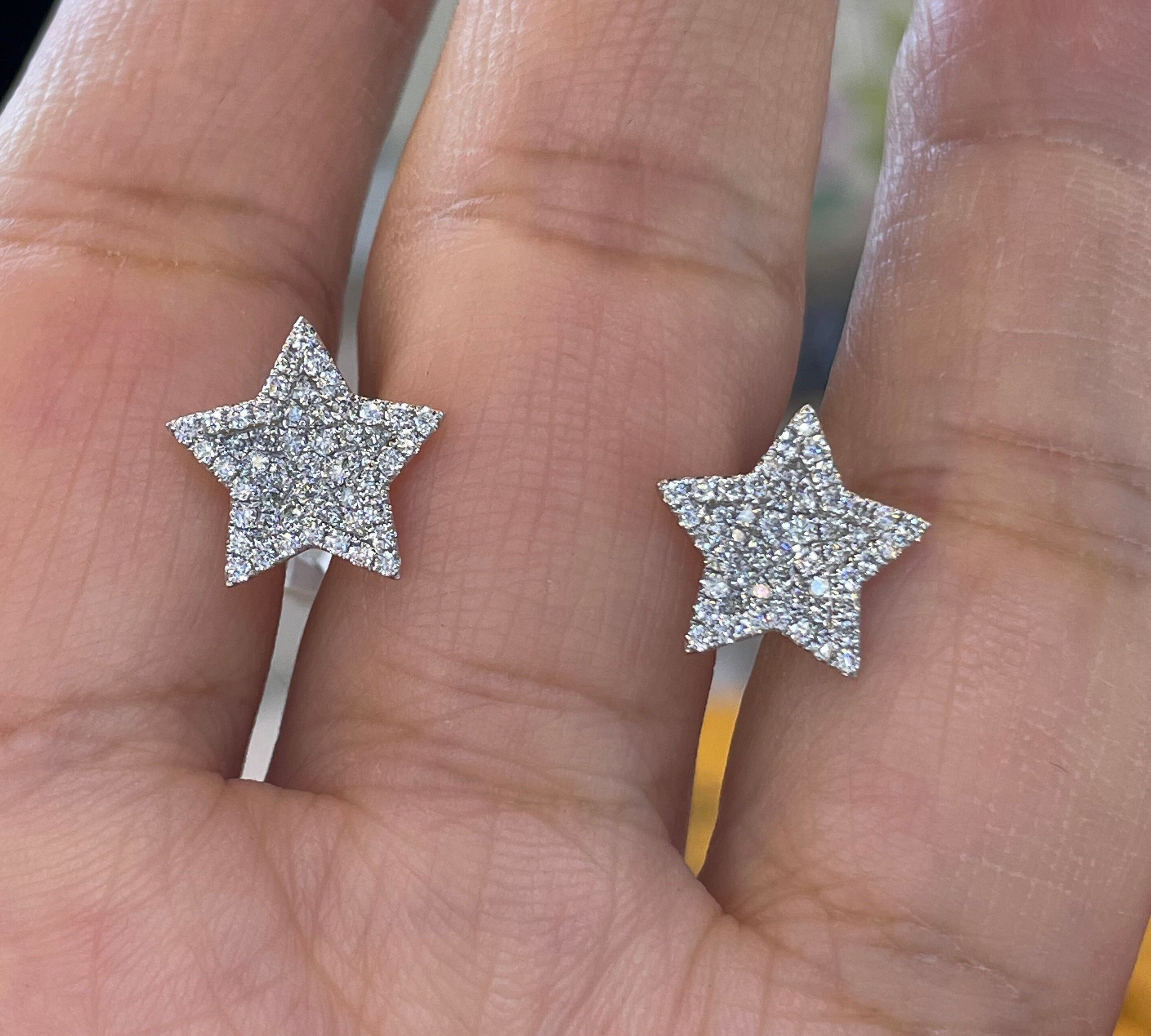 Star shaped diamond stud earrings discount