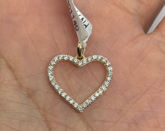 Dainty Diamond Heart Necklace, Diamond Heart Pendant Gold, 14K Gold Heart Necklace