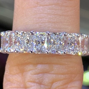 Radiant Cut Diamond Band, Radiant Wedding Band, 14K White Gold 3/4 Eternity Radiant Band, Lab Grown Radiant Wedding Band Anniversary Ring