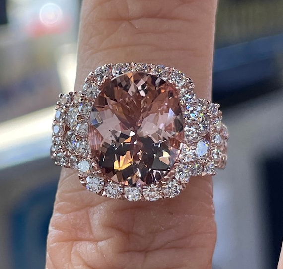 14K Halo Morganite Engagement Ring