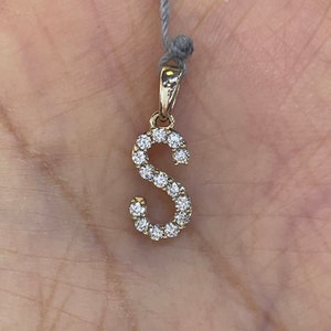 Initial S Pendant, Diamond L Pendant, Small Initial Pendant, 14K Yellow Gold Diamond Initial Pendant, Diamond Letter Initial Charm Pendant