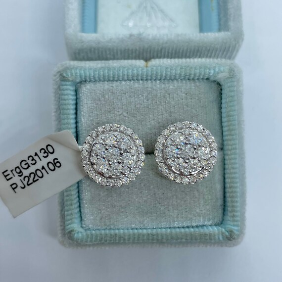 Big 750 Carat Diamonds Stud Earrings White Gold New