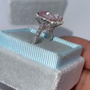 Pink Morganite Ring, Cushion Cut Morganite Engagement Ring, 14K White Gold Cushion Halo Morganite and Diamond Ring Bild 6