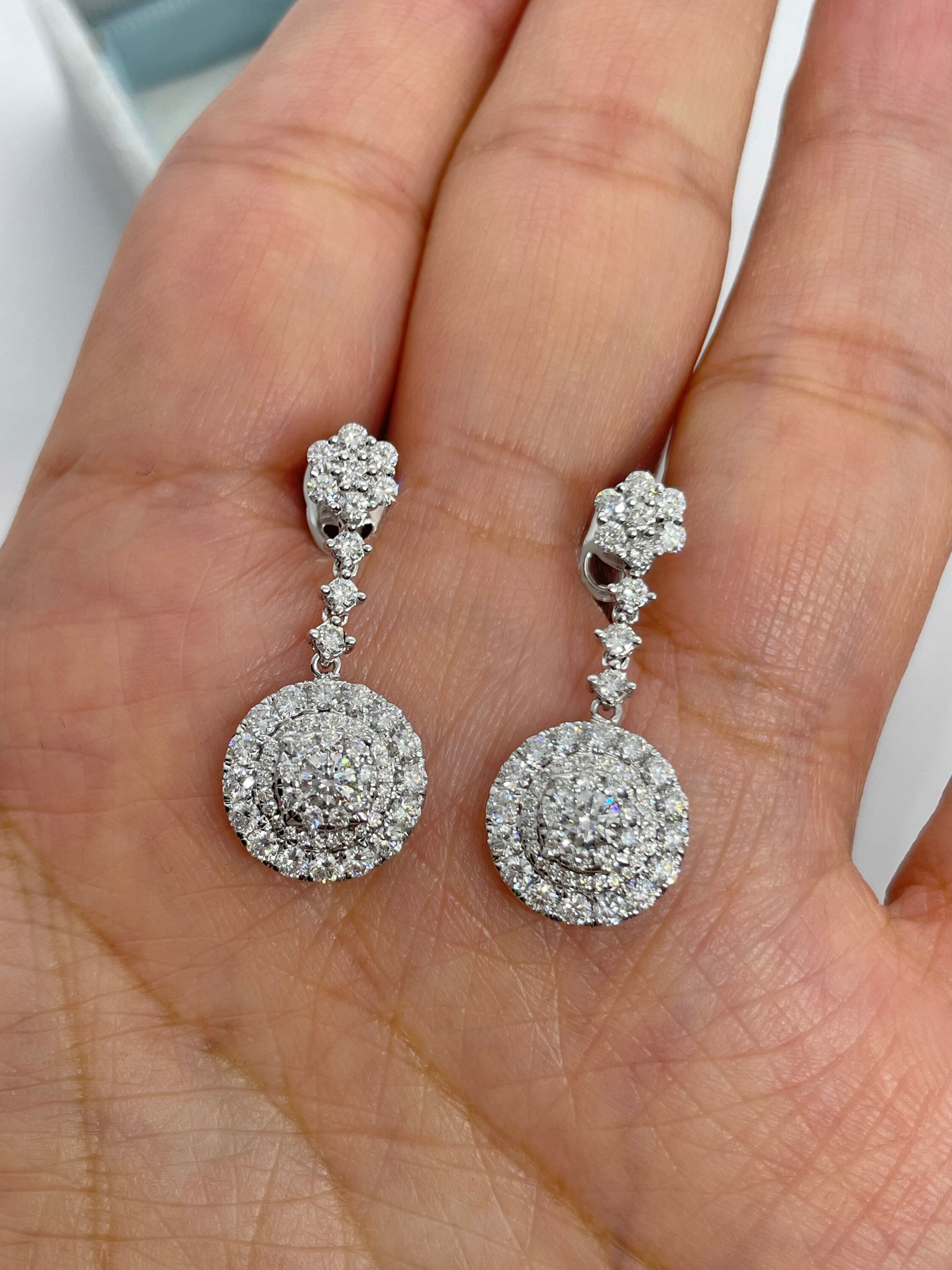 Gold diamond dangle earrings clearance