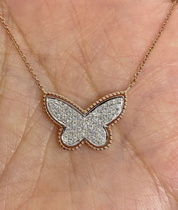14KT White Gold Butterfly Necklace 0.28 CT. T.W. - Spence Diamonds