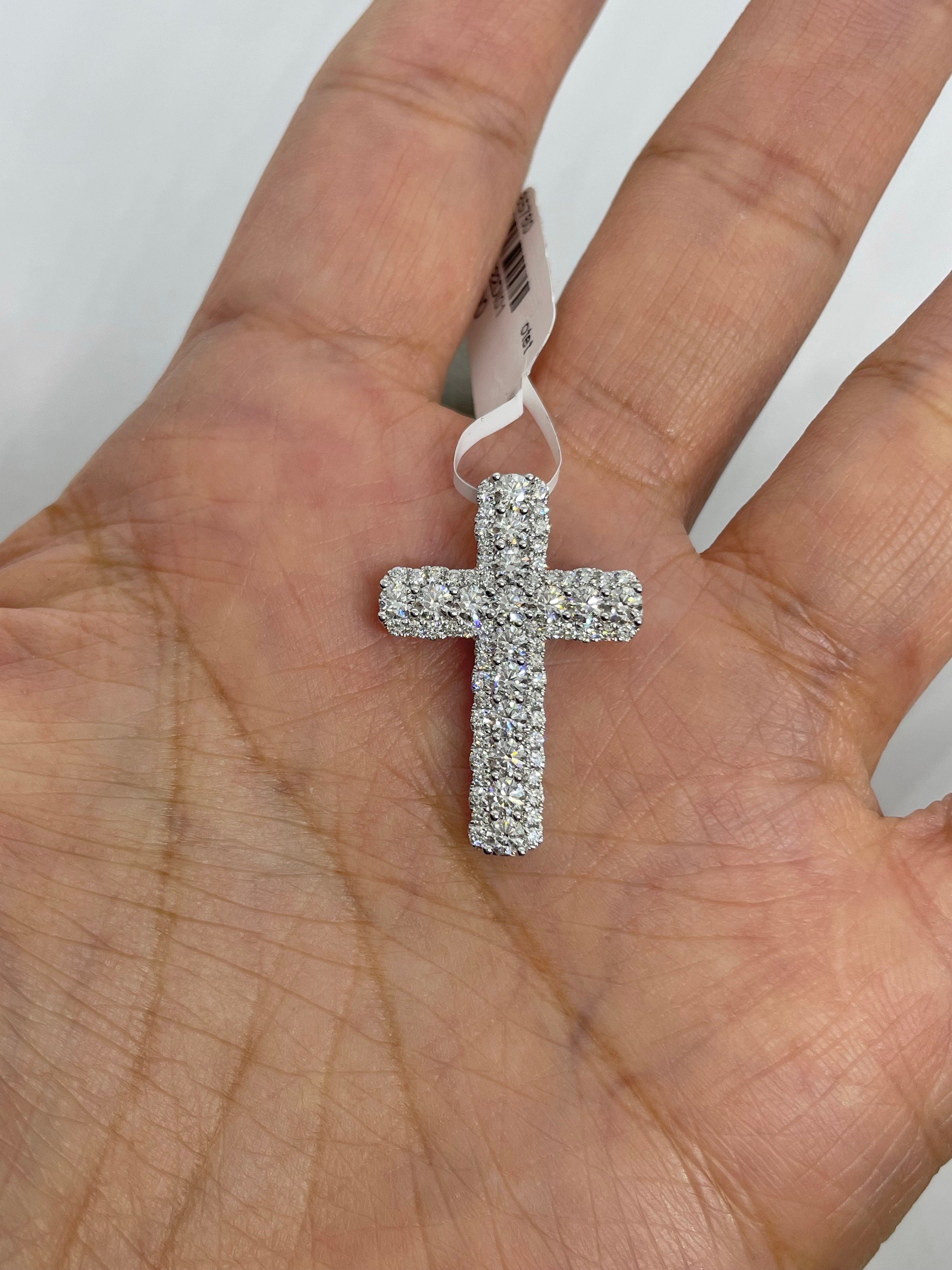 天然ダイヤモンドクロスペンダント、ダイヤモンドクロスネックレス 18K