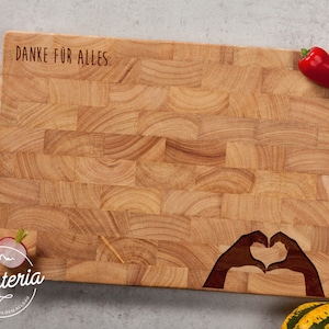 End grain board / cutting board with individual laser engraving
