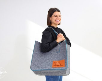 Felt bag Shopper shopping bag with engraving