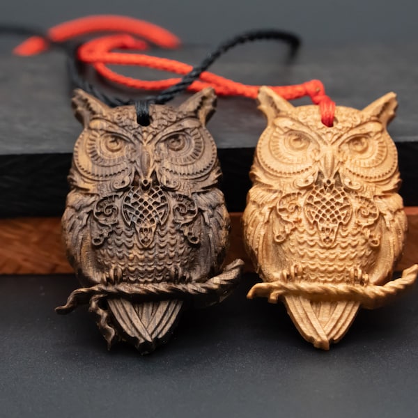 Owl Pendant Necklace,Owl Gift,Owl Charms, gift for her ,wooden owl,owl relief,owl jewelry,gift for him,gift for daughter