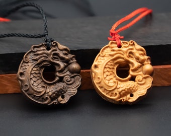 wood pendant,wooden dragon,wooden dragon pendant,Dragon circle,wood carving,carve pendant,carve dragon pendant,carve wooden pendant,