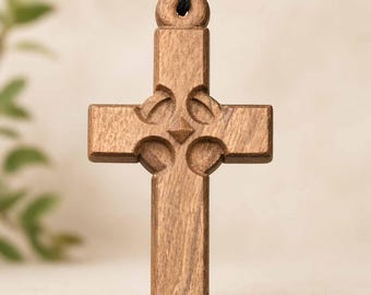 Black Walnut Cross Necklace for Men, Wooden Cross Pendant, Christian Faith Jewelry, Handmade Gift for Him, Ready to Gift