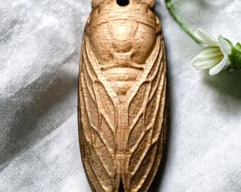 Cicada Wooden Pendant Necklace , Insect Jewelry, Rebirth Renewal Symbol Gift for Women Men,Unique Animal Jewelry Gift,Nature Amulet