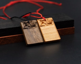 necklace for safety and peace,wood carving necklace,wood pendant,wooden necklace,necklace of protection and well-being