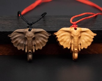 Elephant head pendant,wood carving,elephant head necklace,carve wooden pendant,carve pendant,Symbolizes strength, loyalty and longevity