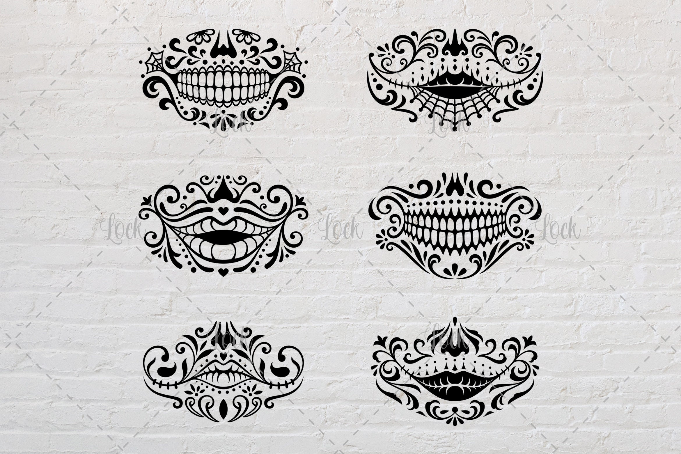Sugar Skull Face Mask Template, Halloween Face Mask SVG