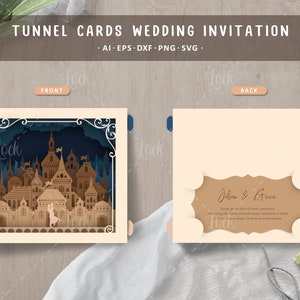 Tunnel Cards Inviti di nozze, Inviti di carte pop-up