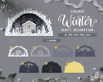 Christmas Papercut 3D Layered, Schwibbogen 3D Layerd, Layered Papercut