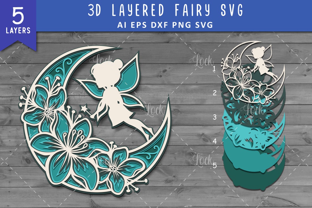 Crescent Moon and Fairy SVG 3d Layered - Etsy