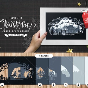 Christmas Papercut 3D Layered, Schwibbogen 3D Layerd, Layered Papercut, Get 4 Varianten Designs