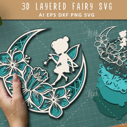 Crescent Moon and Fairy SVG 3d Layered - Etsy
