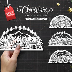 Christmas Papercut Illustration, Schwibbogen Papercut Design