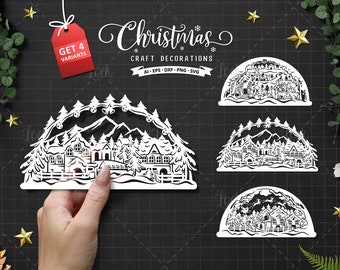 Christmas Papercut Illustration, Schwibbogen Papercut Design
